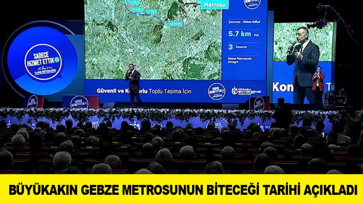 B&Uuml;Y&Uuml;KAKIN GEBZE METROSUNUN BİTECEĞİ TARİHİ A&Ccedil;IKLADI