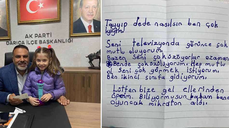 Darıcalı Zeynep Erva Şen mektubuna ''Tayyip dede'' diye başladı..