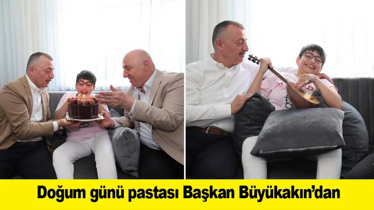 Doğum g&uuml;n&uuml; pastası Başkan B&uuml;y&uuml;kakın&rsquo;dan