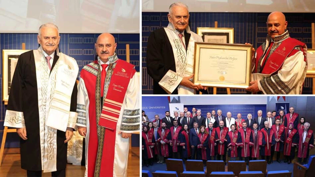 D&Uuml;ZCE &Uuml;NİVERSİTESİ'NDEN BİNALİ YILDIRIM'A JEST