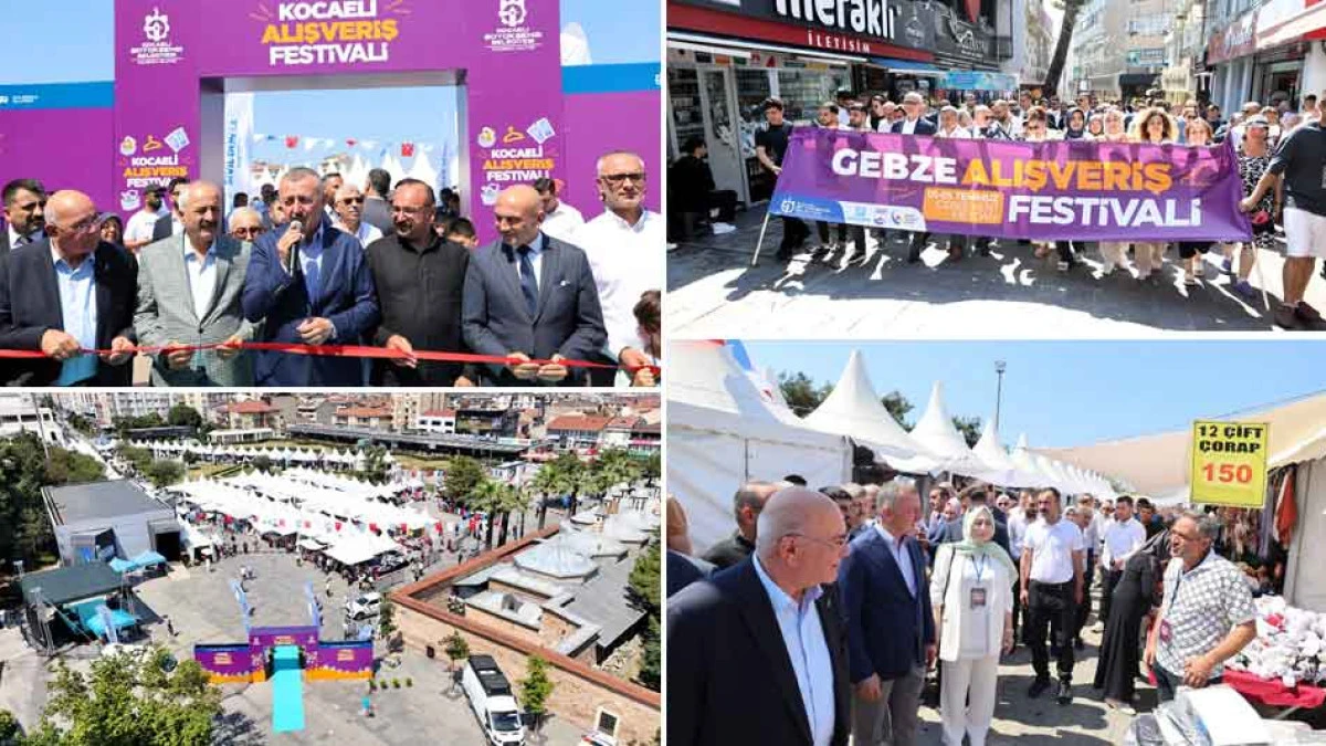 Gebze Alışveriş Festivali&rsquo;ne renkli a&ccedil;ılış;  B&uuml;y&uuml;kakın kurdeleyi kesti