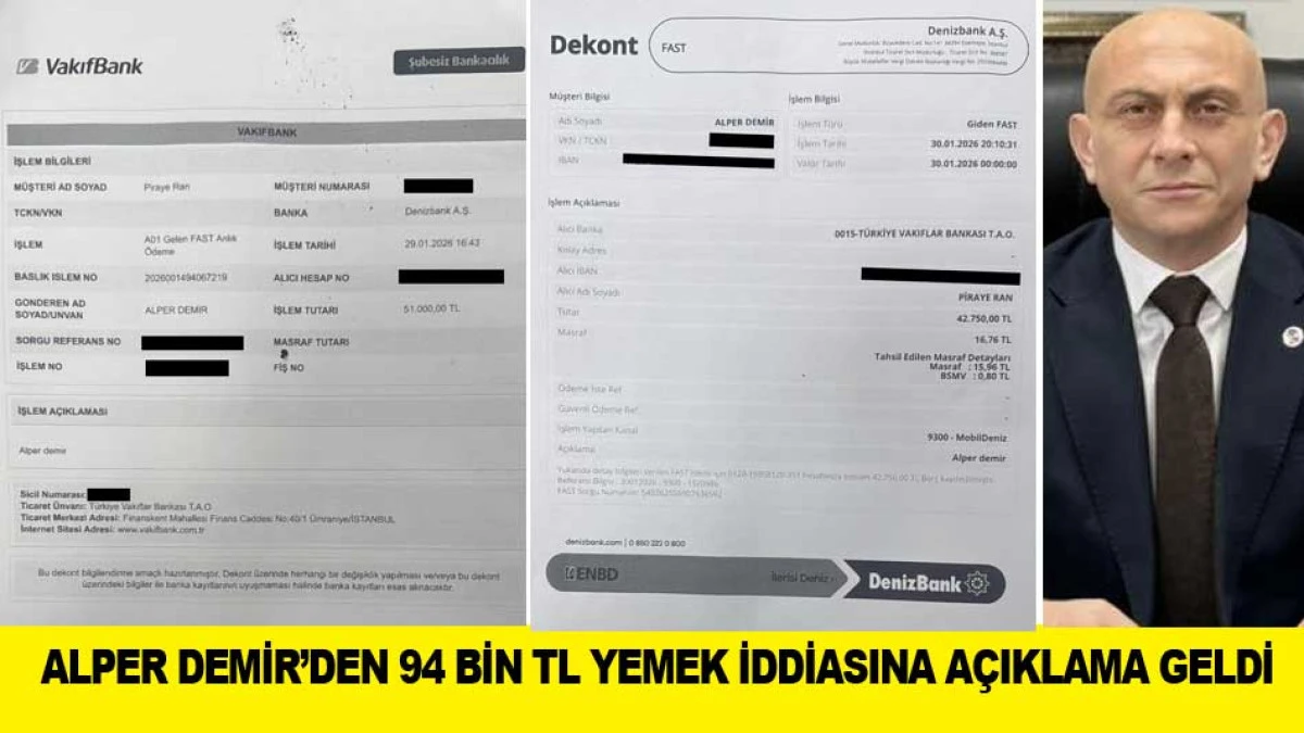 GEBZE ESNAF ODASI BAŞKANI ALPER DEMİR&rsquo;DEN 94 BİN TL YEMEK İDDİASINA A&Ccedil;IKLAMA GELDİ