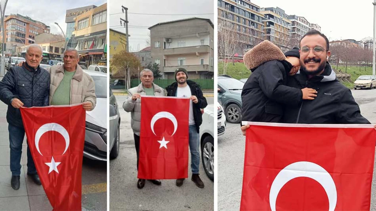 HAYDAR KARAKAYA T&Uuml;RK BAYRAĞI DAĞITMAYA DEVAM EDİYOR