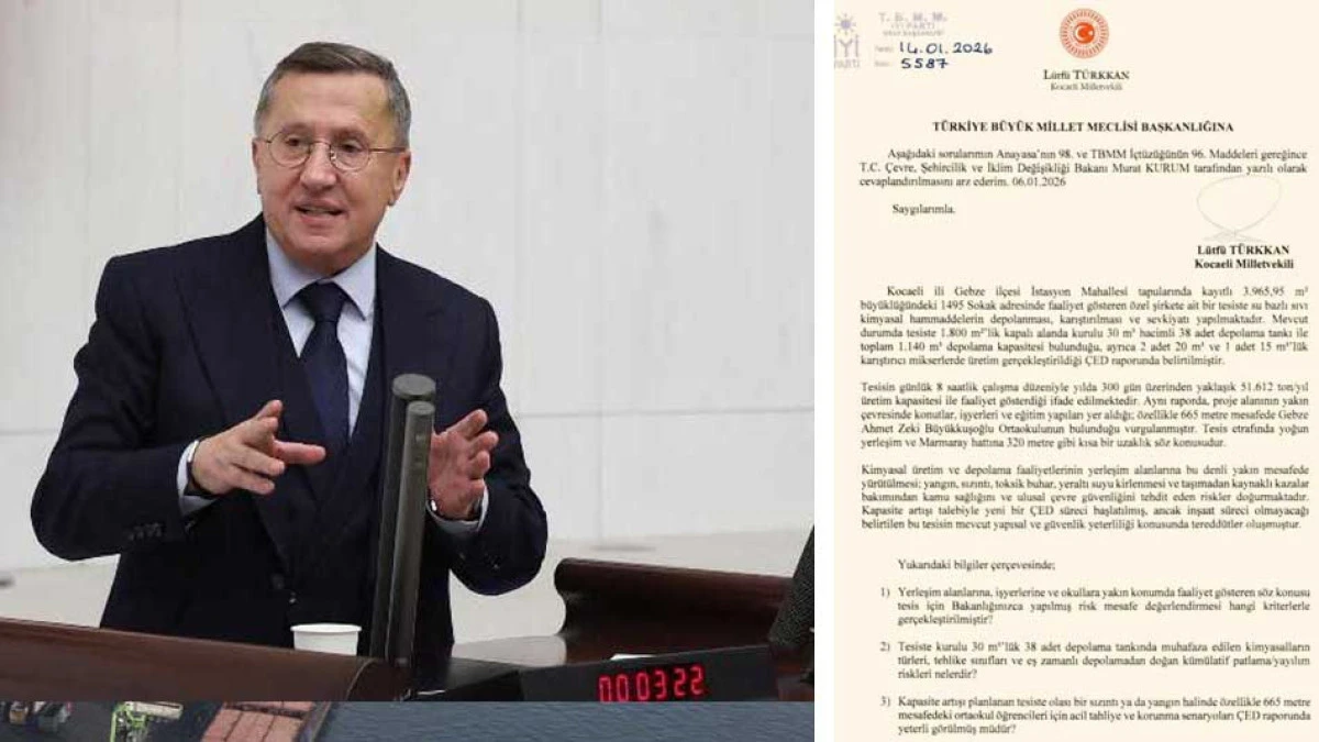 L&Uuml;TF&Uuml; T&Uuml;RKKAN GEBZE'DE Kİ O KİMYASAL TESİSİ MECLİSE TAŞIDI